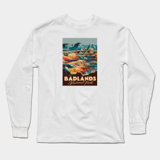 Badlands National Park Retro Travel Long Sleeve T-Shirt